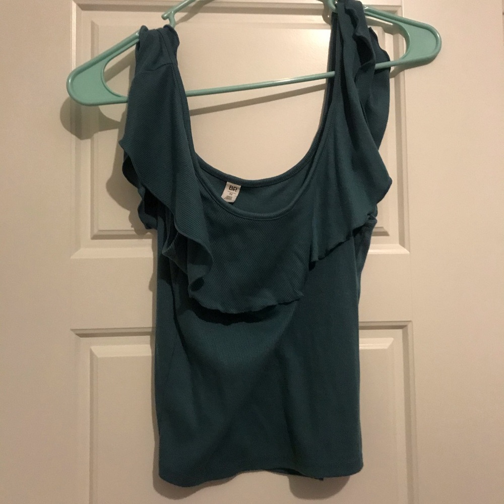 bp Blue Ruffled Crop Top